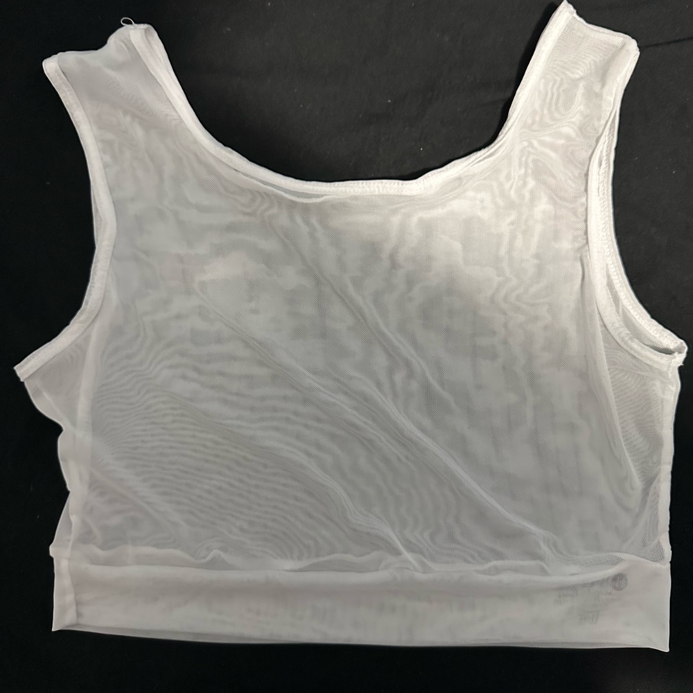 Halftee white mesh crop size tank top sleeveless XL/1X